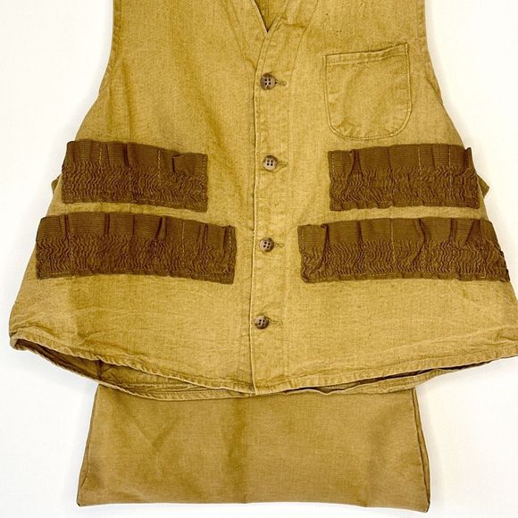 Vintage 1950’s American Field Sportswear Large Hunting Vest Tan & Brown - Picture 3 of 7